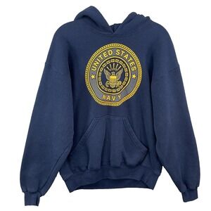 VTG Soffe US Navy Hoodie Men's Medium Boxy Drop Shoulder Made USA Double Graphic